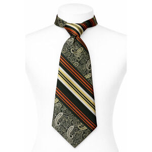 Designer Collection by Regal Green Paisley Stripe Vintage Necktie Classic 4 Inch